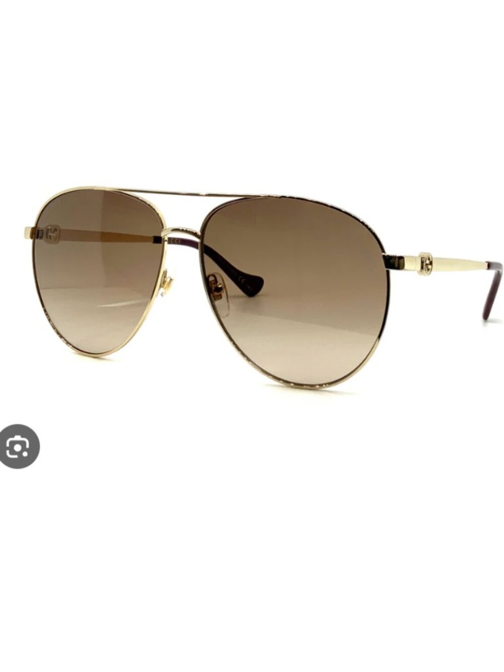 Gucci Gold Aviator Oversized Pilot Sunglasses